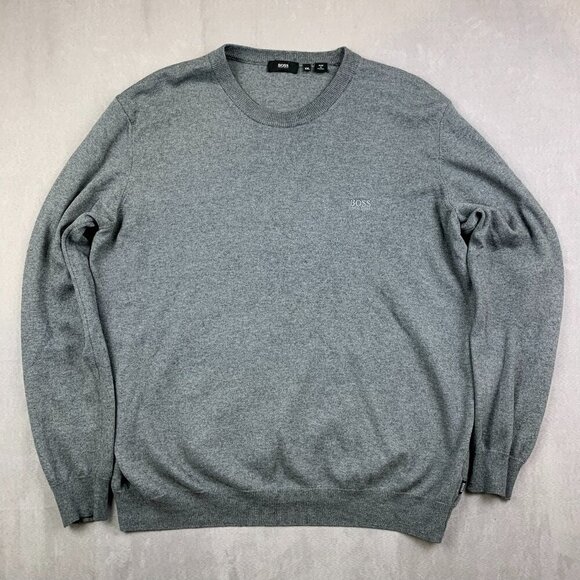 Hugo Boss Other - Hugo Boss Mens Sweater 2XL Gray Crewneck Long Sleeve Cotton Wool Blend Luxury